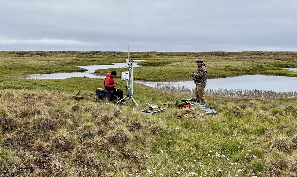 Setting up a weather station, Arctic Coastal Plain